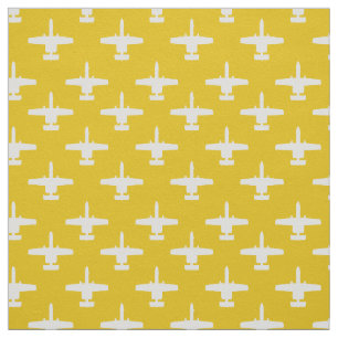 Tela Blanco sobre el patrón amarillo A-10 Warthog Attac