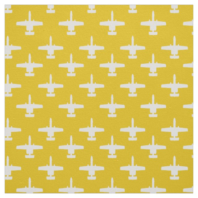 Tela Blanco sobre el patrón amarillo A-10 Warthog Attac (Retal)