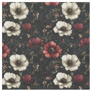 Tela Bloom nocturno - Floral morena oscura
