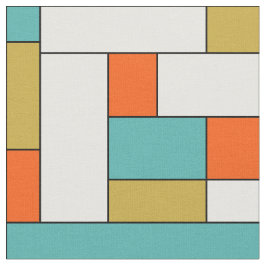 Tela Bloque de color de oro del Naranja azul turquesa a