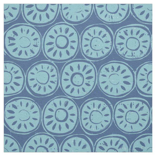Tela bloque de flores azul (Retal)