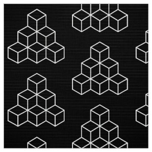 Tela Bloques geométricos - Blanco sobre negro