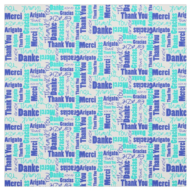 Tela Blue and Turquoise Gracias a Word Cloud (Retal)