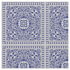 Tela Blue and White Classic Tile Pattern Fabric