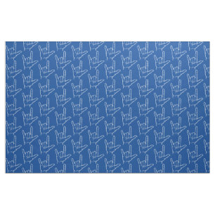 Tela Blue ASL I Love You Pattered Fabric
