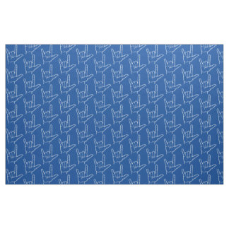 Tela Blue ASL I Love You Pattered Fabric