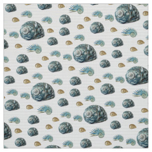Tela Blue Beach Shells Fabric