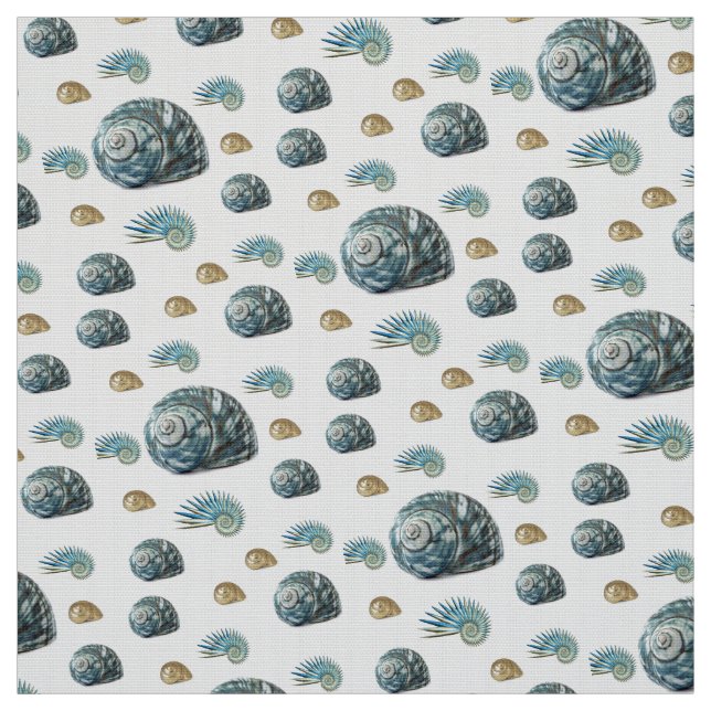 Tela Blue Beach Shells Fabric (Retal)