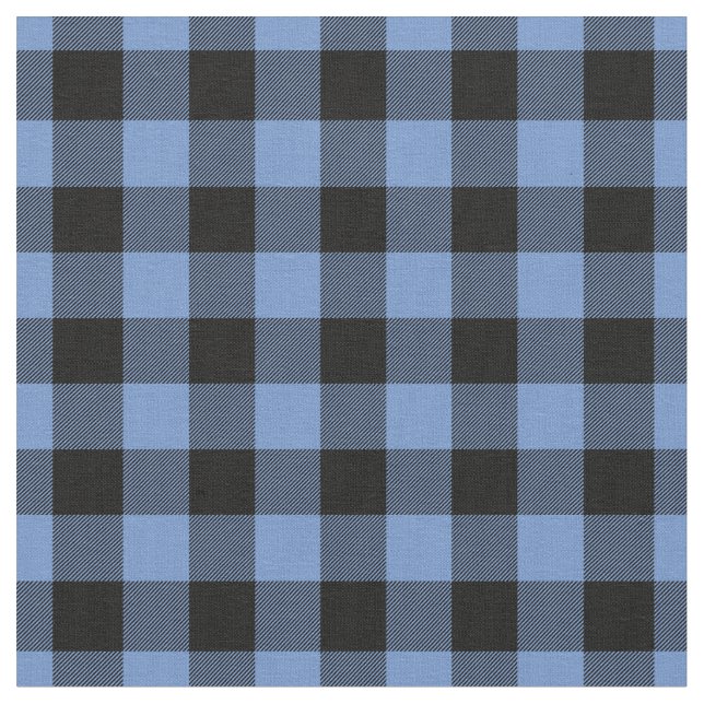 Tela Blue & Black Gingham Plaid (De cerca)
