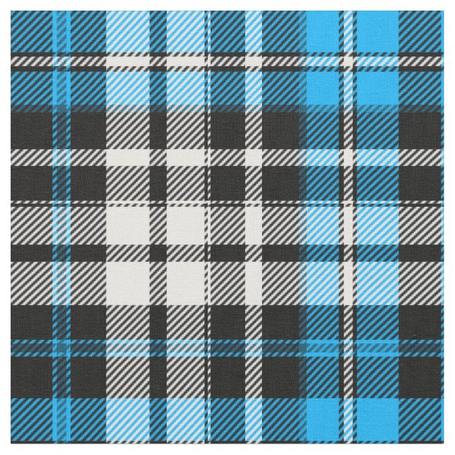 Tela Blue Black White Plaid Tartan Pattern Design  (De cerca)