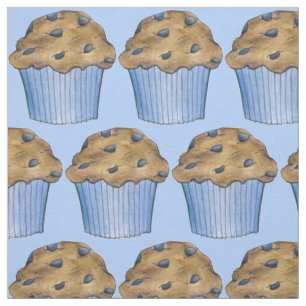Tela Blue Blueberry Muffin Muffins Breakfast Fabric