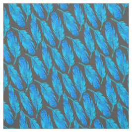 Tela Blue boho plumas azul y gris