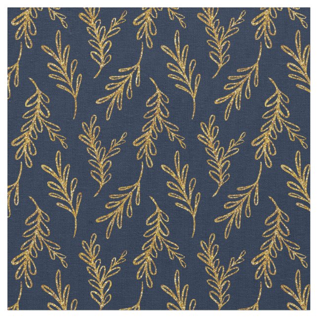 Tela Blue Floral Fabric Seamless Pattern Elegant Boho (De cerca)