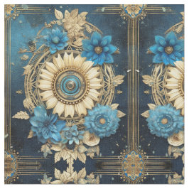 Tela Blue Floral Fabric Seamless Pattern For Sewing