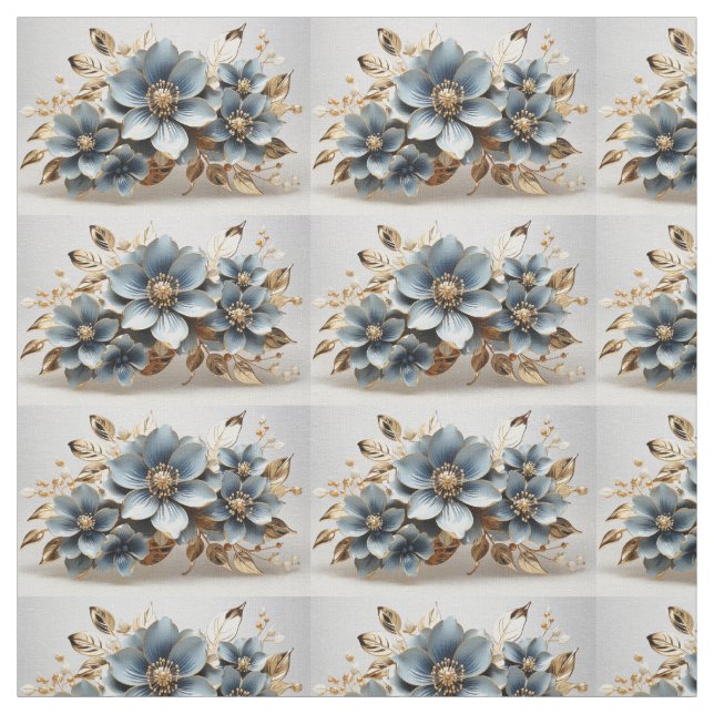 Tela Blue Floral Fabric Seamless Pattern For Sewing (Retal)