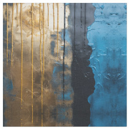 Tela Blue Gold Abstract Seamless Pattern Fabric