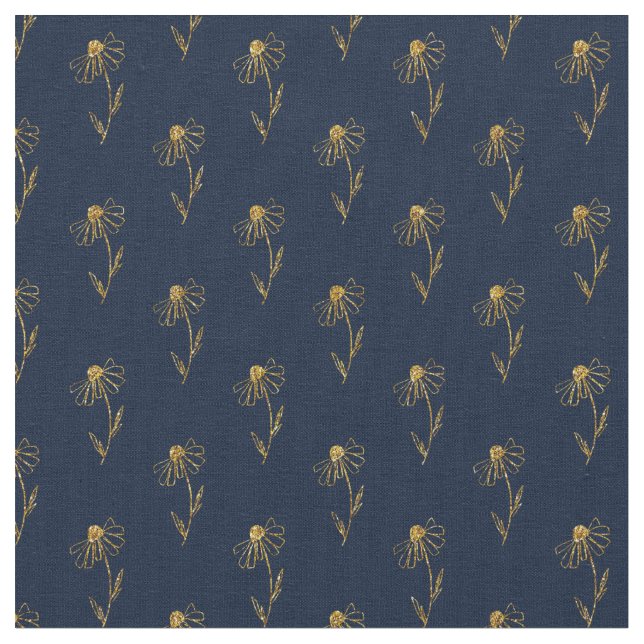 Tela Blue Gold Elegant Fabric Crafting Pattern (De cerca)