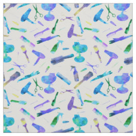 Tela Blue Green Watercolor Pelo Estilista Salon Blanco