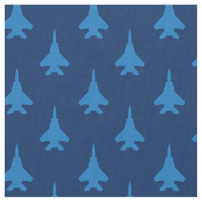 Tela Blue on Blue Strike Eagle Fighter Jet Pattern (De cerca)
