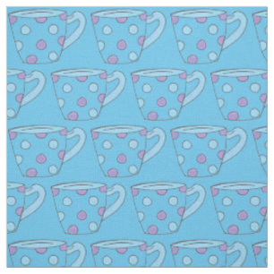 Tela Blue Purple Polka Dot Teacup Tea Time Cup Cuppa