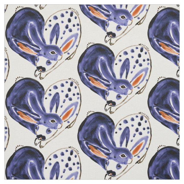 Tela Blue Snuggle Bunny Love Rabbit Heart Design Cute (Retal)