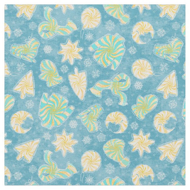 Tela Blue Swirl Winter Fabric (De cerca)