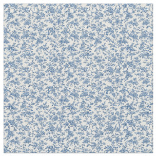 Tela Blue Toile Petite Floral Pattern
