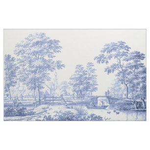 Tela Blue Toile Vintage French Pastoral Bote Classic