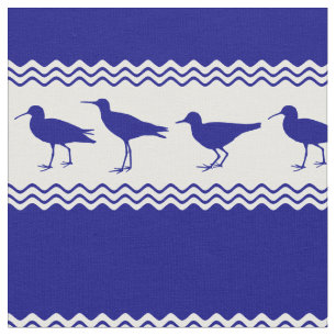 Tela Blue White Coastal Sandpiper Bird Stripes