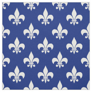 Tela Blue White Fleur-de-lis Textil