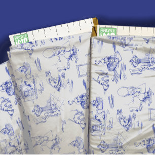 Tela Blue Willow Kitty Cat Bathroom Toile