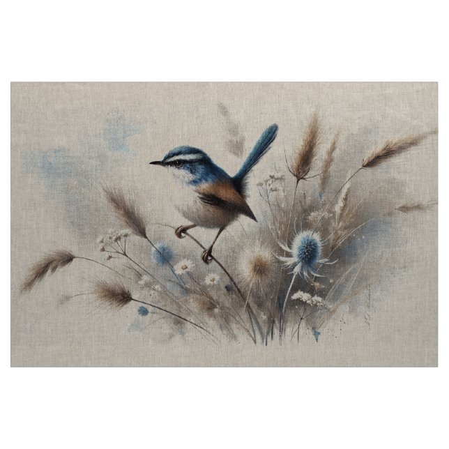 Tela Blue Wren Linen (Yarda)