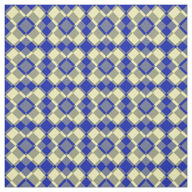 Tela Blue Yellow Checker Argyle Pattern (Retal)