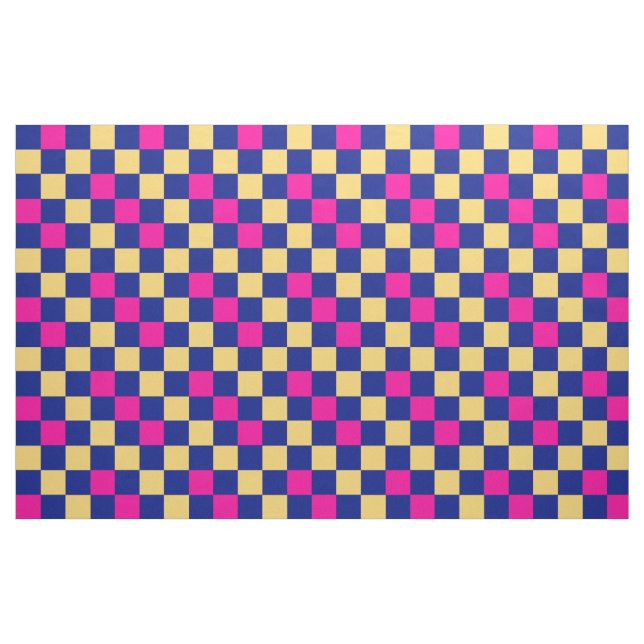 Tela Blue Yellow Pink Checkered Pattern Design  ("Cuarto gordo" (fat quarter))