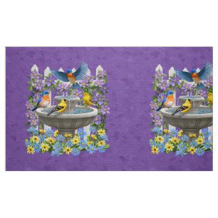 Tela Bluebird Goldfinch Birdbath Purple Pillow Tamaño