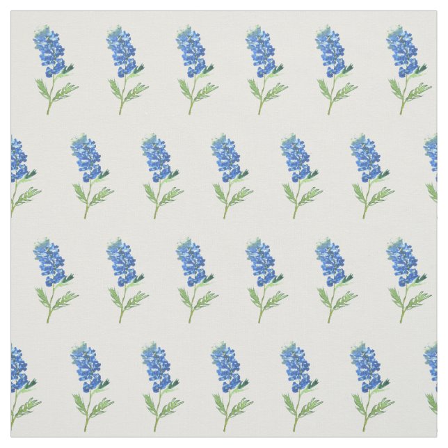 Tela Bluebonnets Blue Floral Texas Wildflowers Patern (Retal)