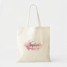 Blush Rosa Acuarela Bolso de Dama de Honor Nombre