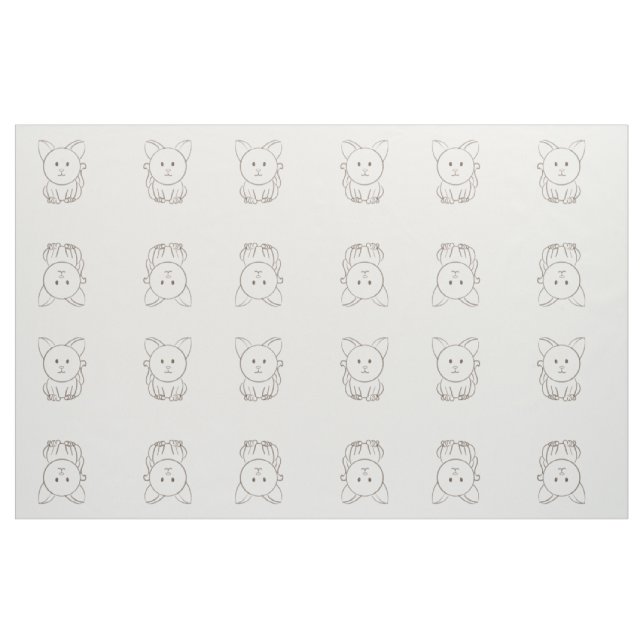 Tela Boceto de gato adorable ("Cuarto gordo" (fat quarter))