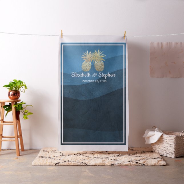 Tela Boda Photo Booth Backdrop Gold Pineapple Pareja (In Situ)