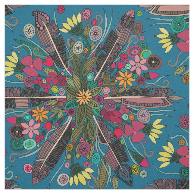 Tela bohemia posy blue (Retal)