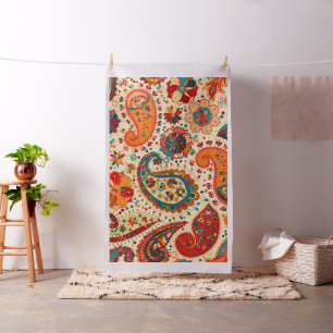 Tela Bohemio hermoso colorido retro Paisley de Boho