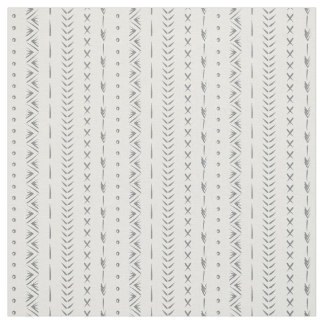Tela Boho Abstracto Flecha Raya Geométrico Blanco Gris (Retal)