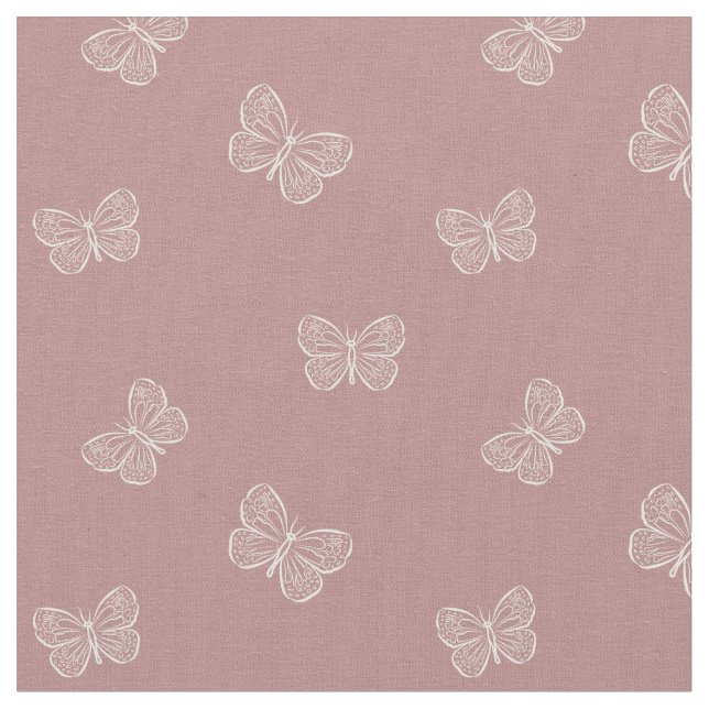 Tela Boho Butterfly Modern Girly Spring Animal Mauve (De cerca)