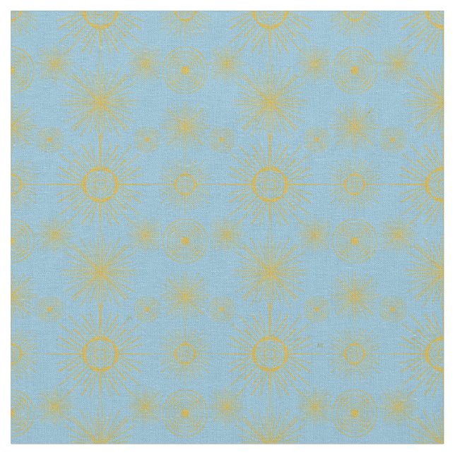 Tela Boho Celestial Sun Stars Sky Blue (De cerca)