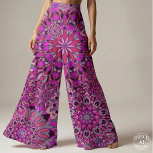 Tela Boho Chic Rosa Púrpura Patrón de Mandala Floral