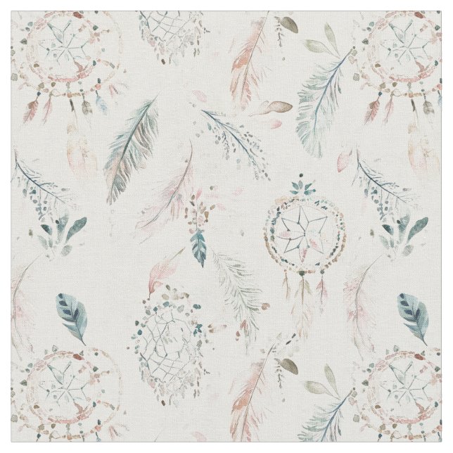 Tela BOHO DREAMWEAVER y Plumas (De cerca)