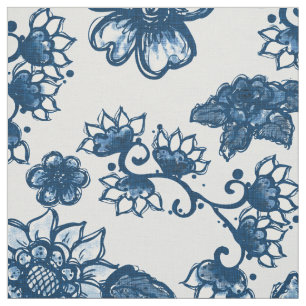 Tela Boho Floral Classic Blue