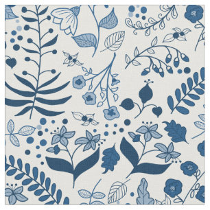 Tela Boho Florals Clásicos Blues y Blanco