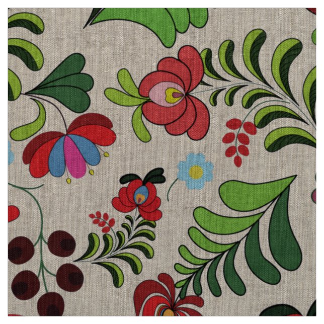 Tela Boho Folk Floral Húngaro – Patrón de Tulipán Matyo (Retal)