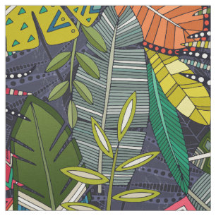 Tela boho hojas medianoche